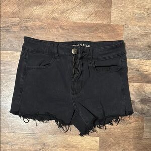 American Eagle Black self cut Denim Shorts